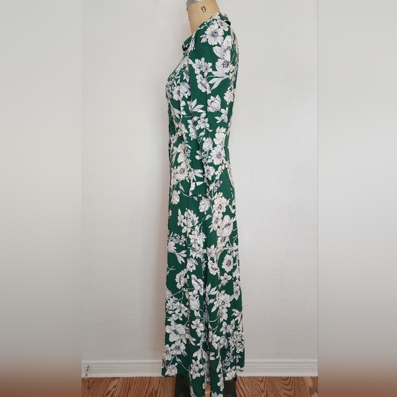 Zara Green Floral Ruched Midi Dress - Picture 8 of 11